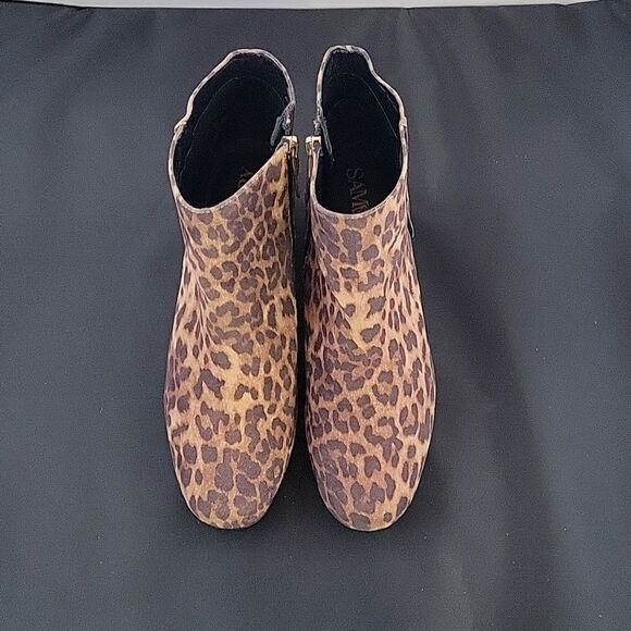 SAM&LIBBY LEOPARD PRINT SIDE ZIPPER CLOSURE WOMEN'S BOOTS - Picture 2 of 16